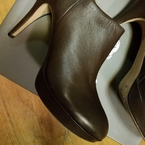 Vince Camuto Womens Brown Leather Platform Bootie - Picture 3 of 8